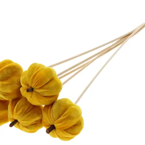 Kürbis samtig auf Stab gelb L50cm