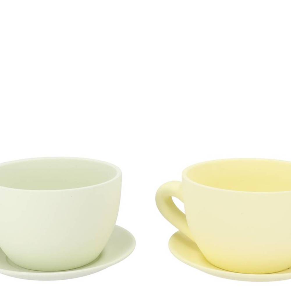 Keramik Übertopf Tasse Chai mix grün 23x19x12cm