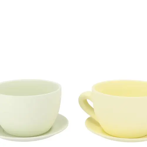 Keramik Übertopf Tasse Chai mix grün 23x19x12cm