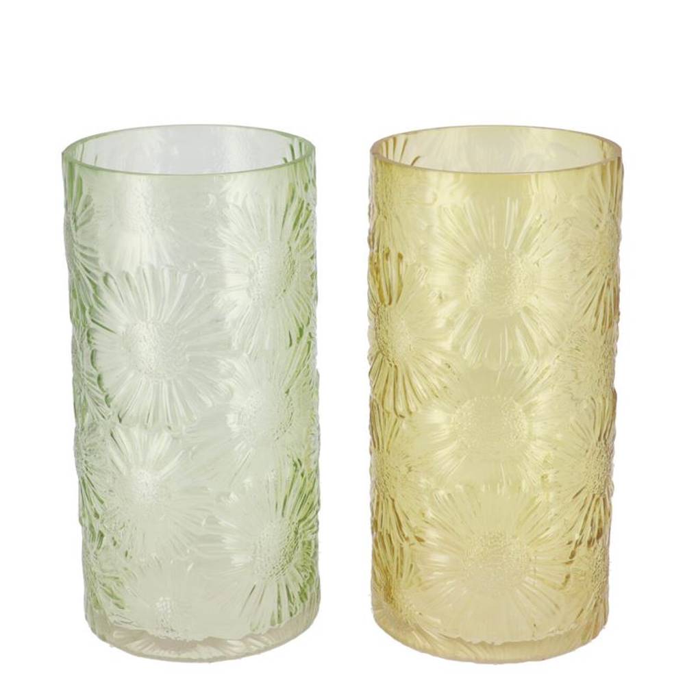 Glas Vase Zylinder Lily mix grün D10cm H20cm