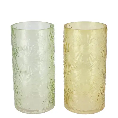 Glas Vase Zylinder Lily mix grün D10cm H20cm