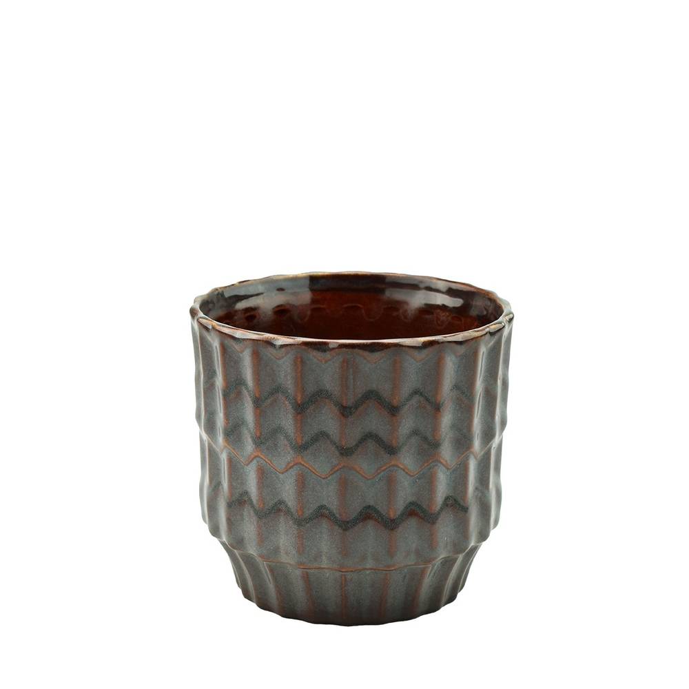 Keramik Übertopf Tiempre dunkel grün D13.5cm H12.5cm