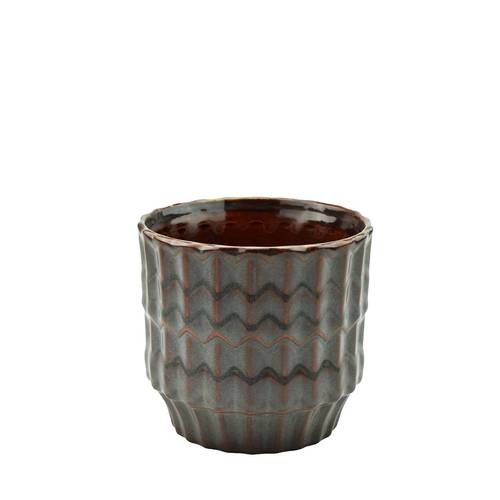 Keramik Übertopf Tiempre dunkel grün D13.5cm H12.5cm