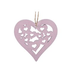 Hänger Herz Holz rosa D07cm x6
