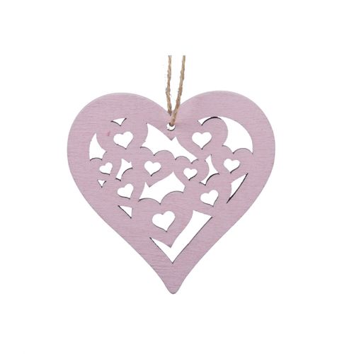 Hänger Herz Holz rosa D07cm x6