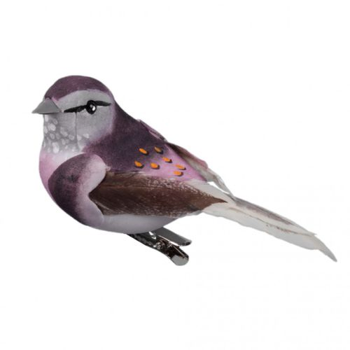 Herbst Vogel lila mit Klemme 10cm x6