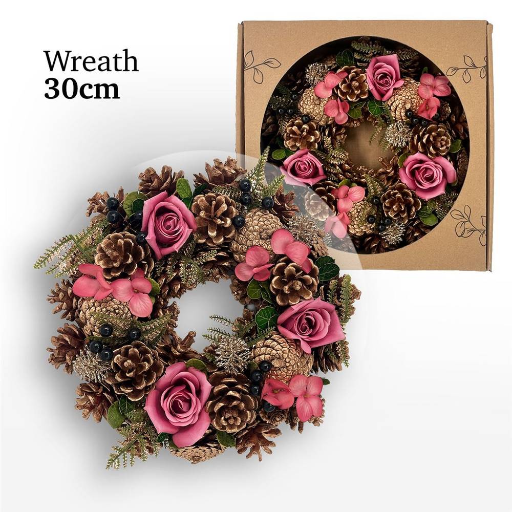 Kranz D30cm Xmas rosa/gold