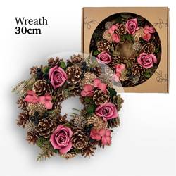 Kranz D30cm Xmas rosa/gold