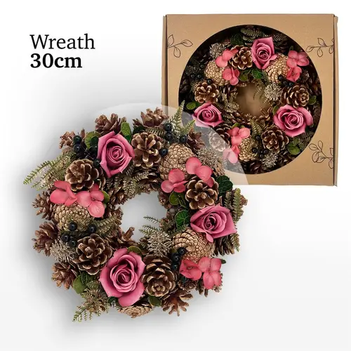 Kranz D30cm Xmas rosa/gold