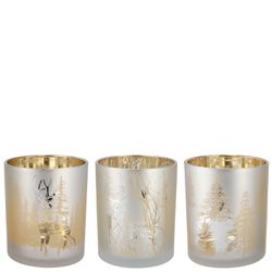 Teelichthalter Jolly weiss gold 7x8cm