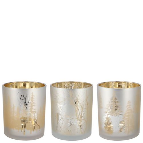 Teelichthalter Jolly weiss gold 7x8cm