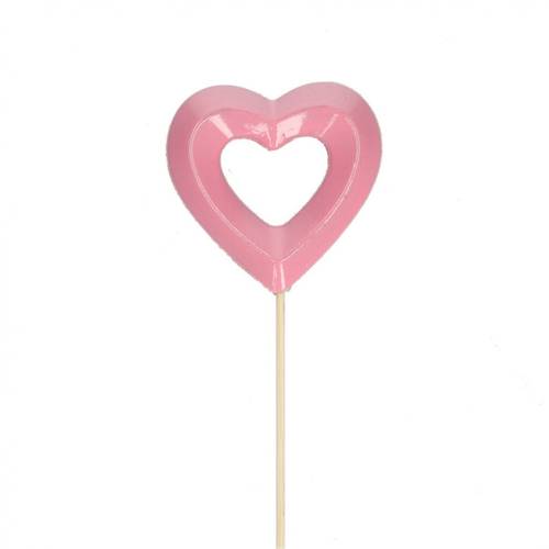 Herz offen auf Stab rosa L50cm D08cm