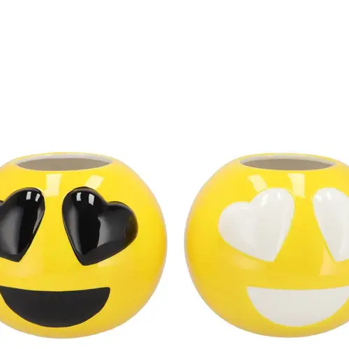 Keramik Vase Smiley lovely gelb mix 21x21x18cm