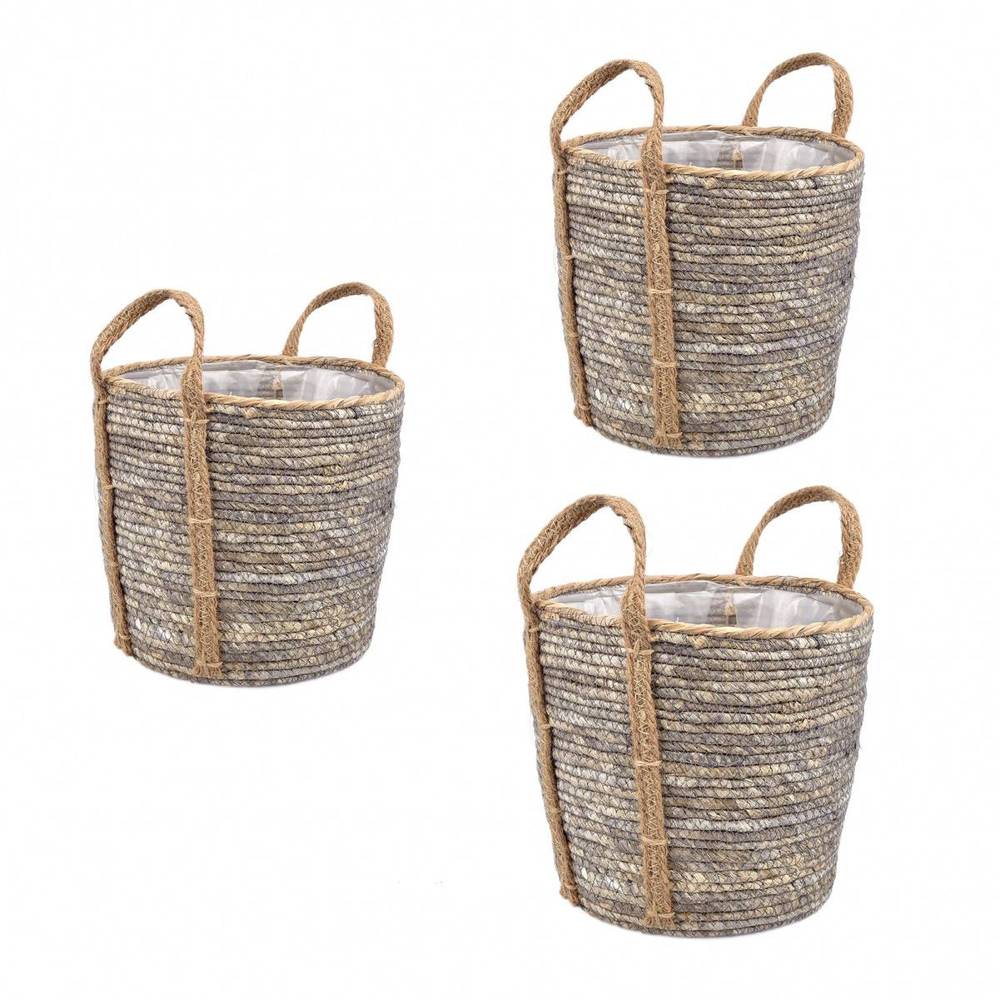 Korb Henkel Maize grau 3/Set D32cm H26cm
