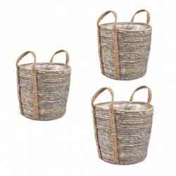 Korb Henkel Maize grau 3/Set D32cm H26cm