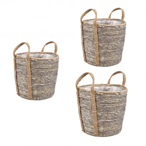 Korb Henkel Maize grau 3/Set D32cm H26cm