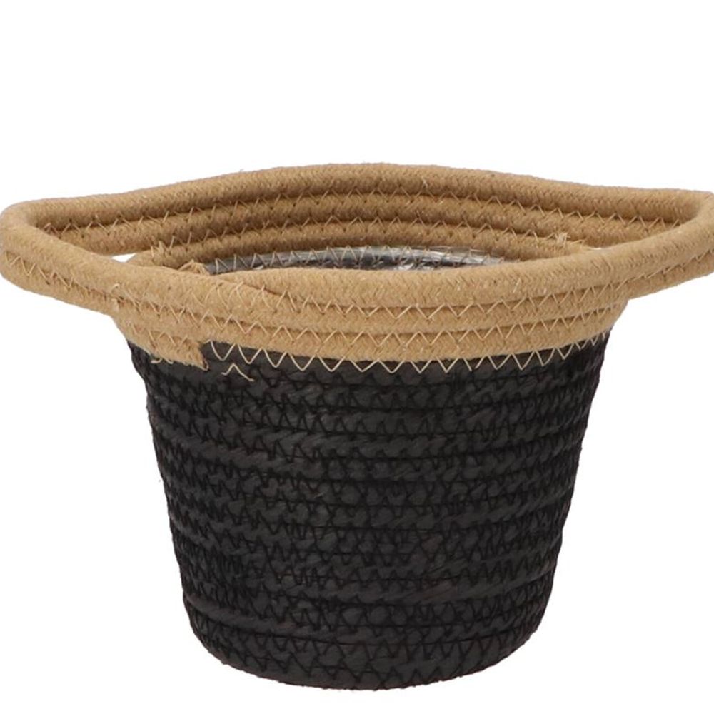 Korb Henkel Tripoli schwrz/natur D15cm H14cm