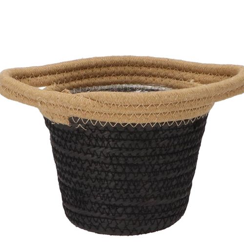 Korb Henkel Tripoli schwrz/natur D15cm H14cm