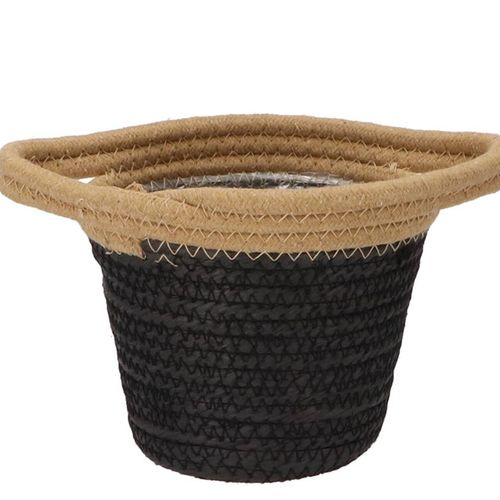 Korb Henkel Tripoli schwrz/natur D15cm H14cm