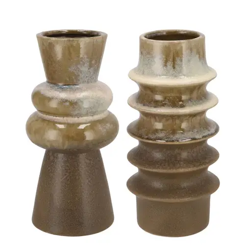 Keramik Vase Dion mix braun 13x13x26cm