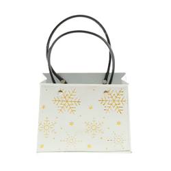 Übertopf Tasche Schneeflocke weiss 16x17x14cm