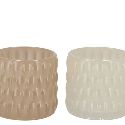 Glas Teelicht Jazz Bubbles mix creme D10cm H09cm