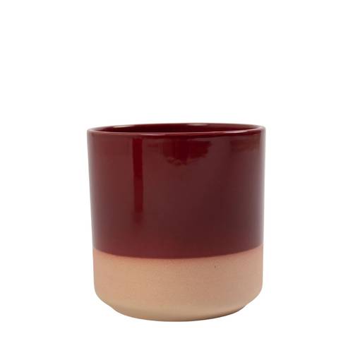 Keramik Übertopf Duo weinrot D13cm H13cm