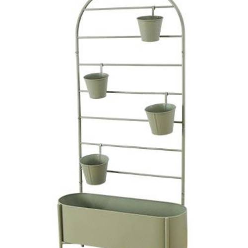 Pflanzenständer mit 4 Übertöpfen grün 70x140cm