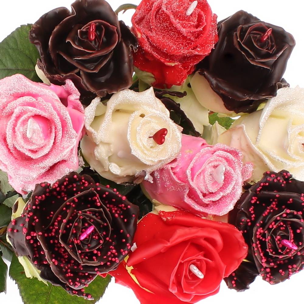 Rose wachs mix Choco Love duftend Muttertag 70cm