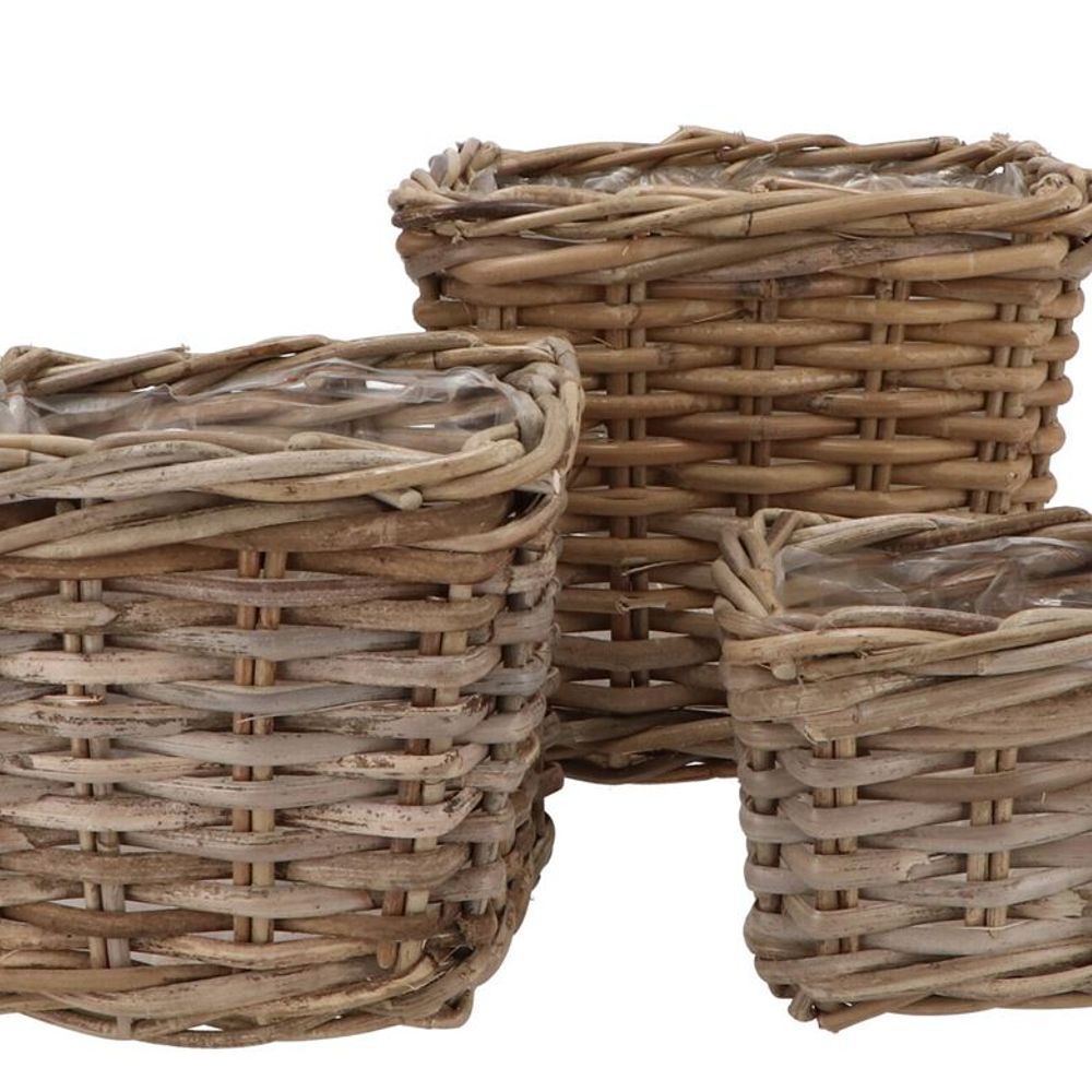 Korb Rotan braun 3/Set D15/20/25cm