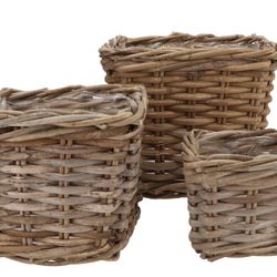 Korb Rotan braun 3/Set D15/20/25cm