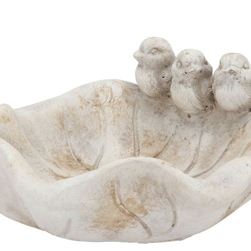 Beton Vogeltrinkschale Blatt grau 24x24x11cm