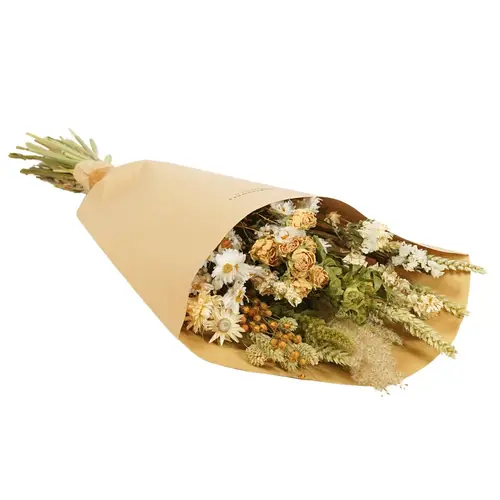 Trockenblumen Strauss Field creme L60cm