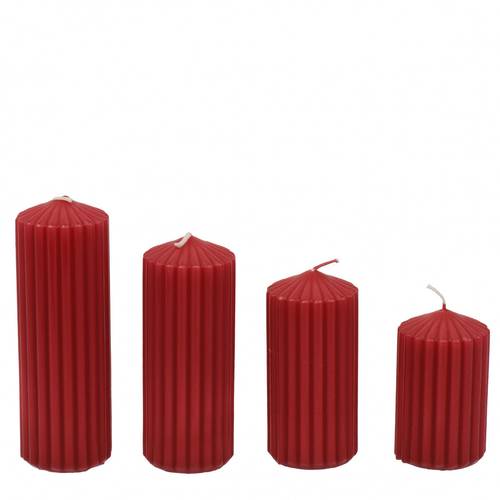 Stumpfkerze Rib rot 4/S D05cm H14cm