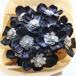 Trocken Zapfenblumen auf Stab blau/silber L55cm x15
