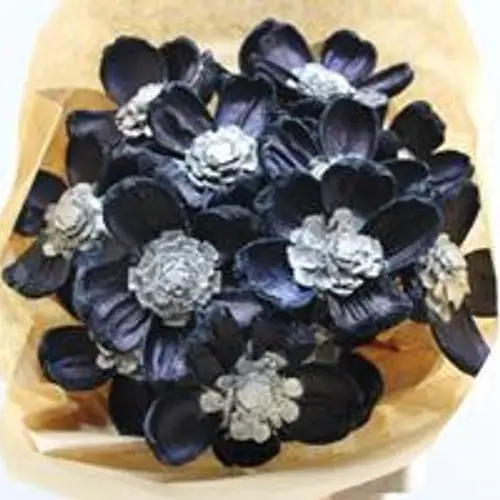 Trocken Zapfenblumen auf Stab blau/silber L55cm x15