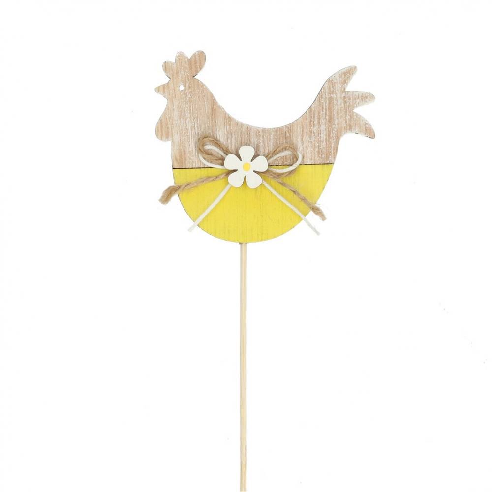 Hahn auf Stab Holz gelb L50cm 08cm