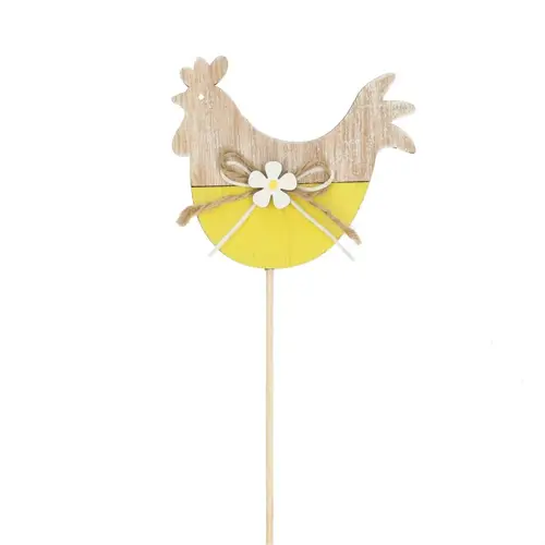 Hahn auf Stab Holz gelb L50cm 08cm