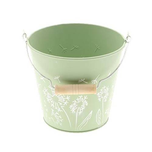 Zink Eimer Blume grün D14cm H13cm