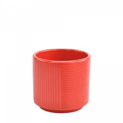 Keramik Übertopf Groove rot D13cm H12.5cm
