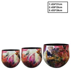 Metall Übertopf Magnolia 3/Set rosa D33cm H28cm