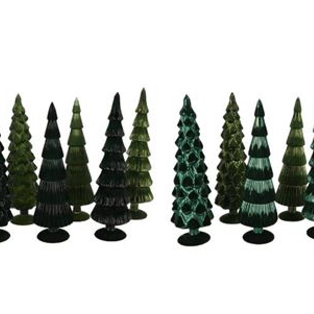 Glas Baum Twinkle Velvet mix grün 10x30cm
