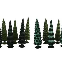 Glas Baum Twinkle Velvet mix grün 10x30cm