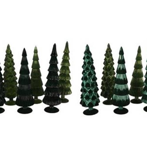 Glas Baum Twinkle Velvet mix grün 10x30cm