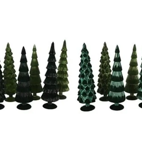 Glas Baum Twinkle Velvet mix grün 10x30cm