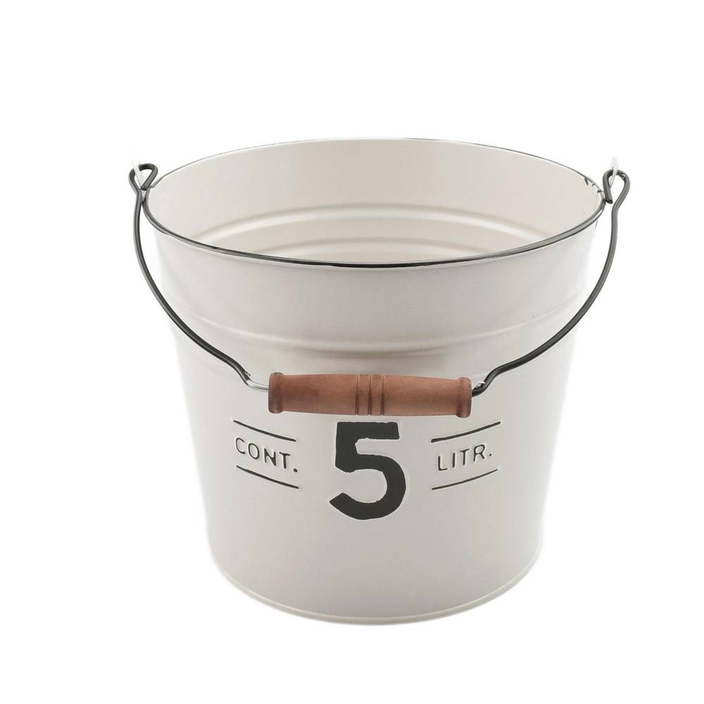 Zink Eimer +Henkel 5L weiss D21cm H18cm