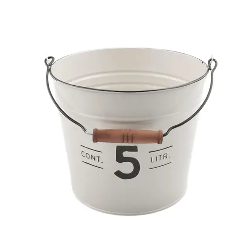 Zink Eimer +Henkel 5L weiss D21cm H18cm