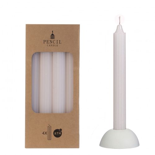 Kerze Bleistift weiss D02.2cm H20cm x4