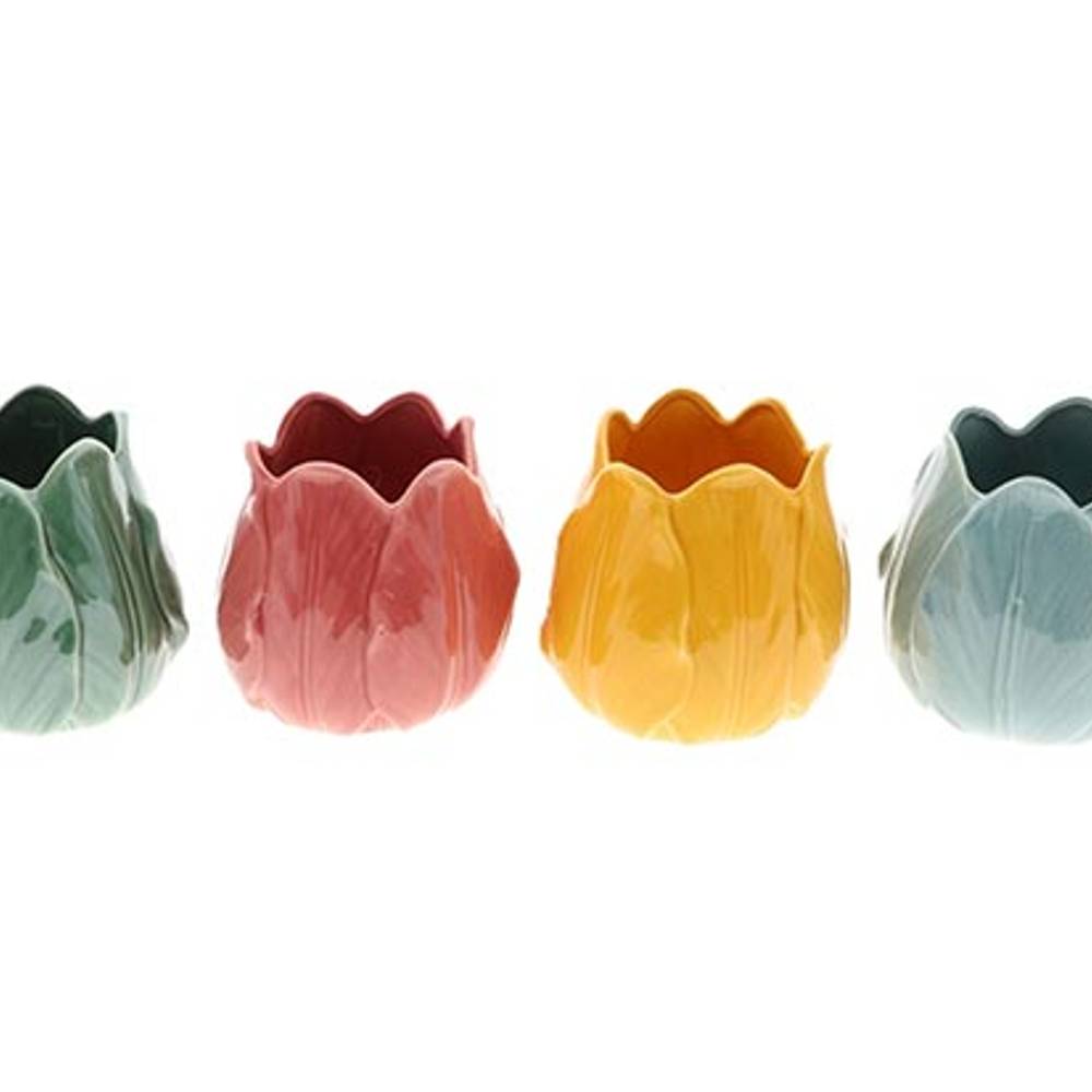 Keramik Übertopf Tulpe 4/Set D14cm H13.5cm