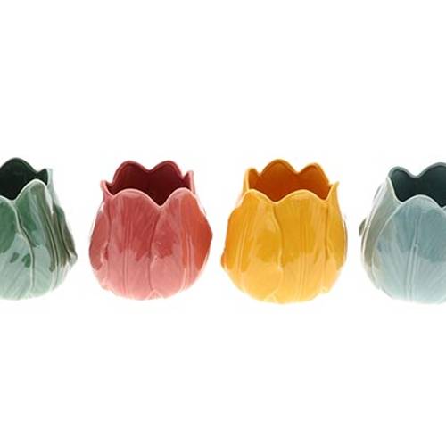 Keramik Übertopf Tulpe 4/Set D14cm H13.5cm